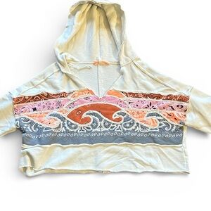 FP Movement by Free People Bandana Embroidered Wave Design Cropped Hoodie M
